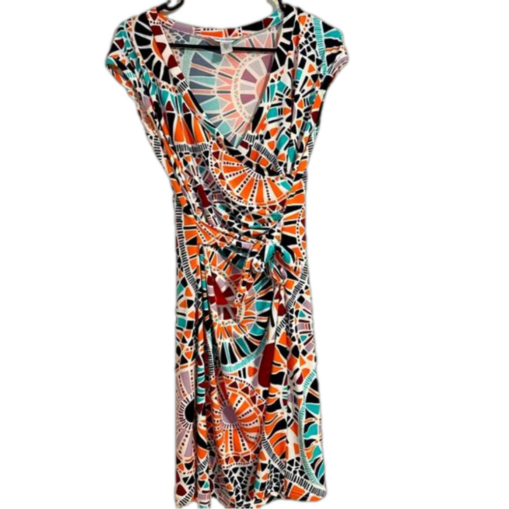 Diane Von Furstenberg silk vintage print mandala wrap dress Italy RARE Y2K